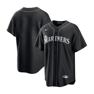 Men's Seattle Mariners Nike Blank Black Lights Out Replica Jersey
