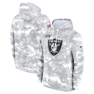 Men's Las Vegas Raiders  Arctic Camo 2024 Salute to Service Club Fleece Pullover Hoodie