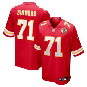 Men's Kansas City Chiefs #71 Josh Simmons Nike Red 2025 NFL Draft First Round Pick Game Jersey